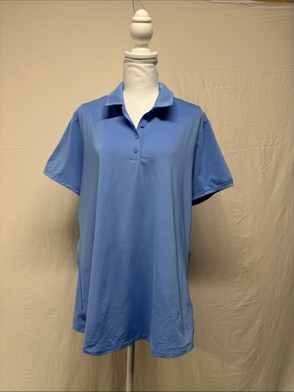 adidas Women's Light Blue Polo Button-Down Top